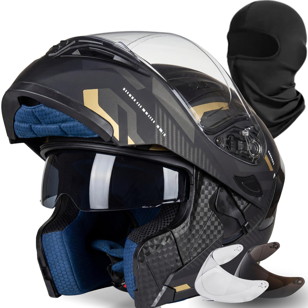 Modular Motorcycle Helmet DOT Approved Flip Up Dual Visor S77627