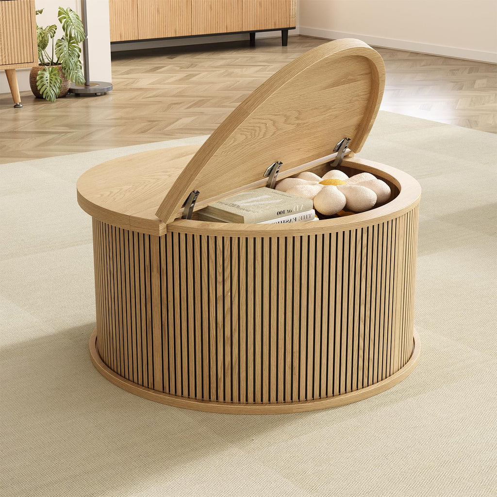 Round Lift Top Coffee Table with Storage T36057