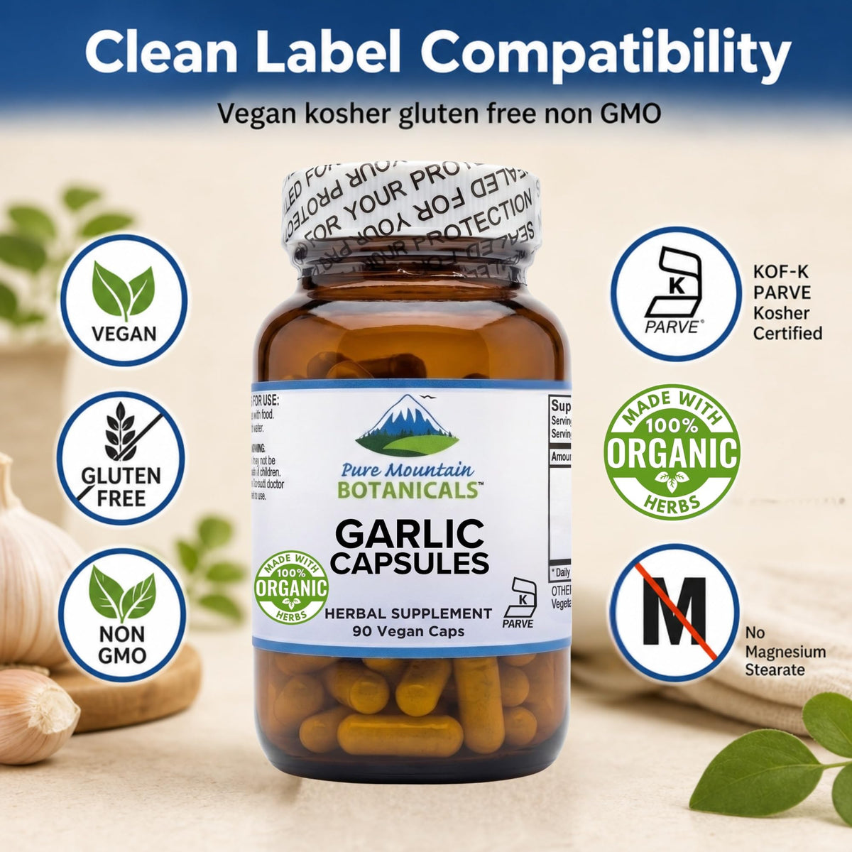 Garlic Capsules 500mg 90 Veggie Capsules Q86321