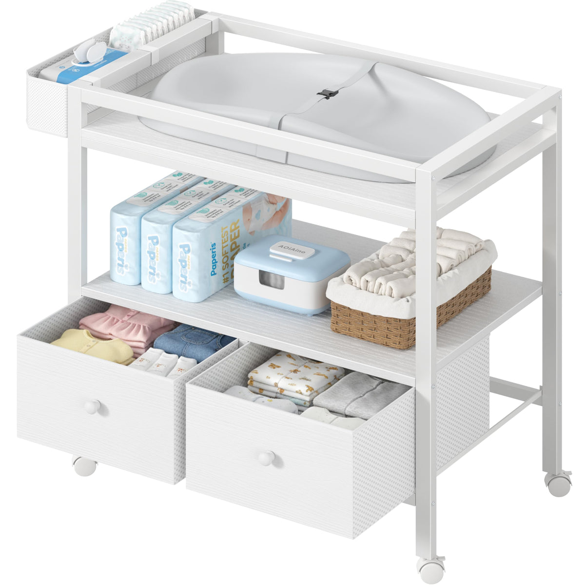 White Baby Changing Table with Storage O88196