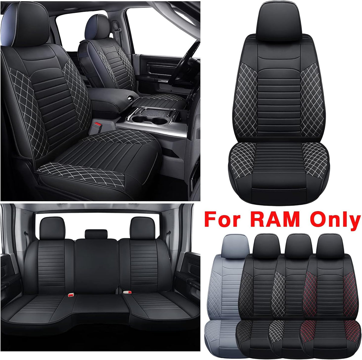 Black Waterproof Faux Leather Front Seat Covers A1526