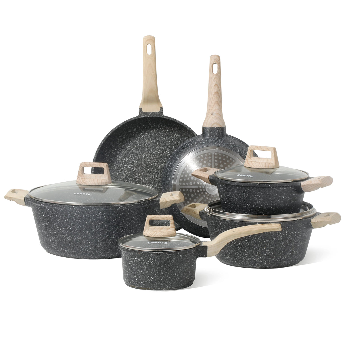 10 Pcs Nonstick Granite Stone Cookware Set R549115