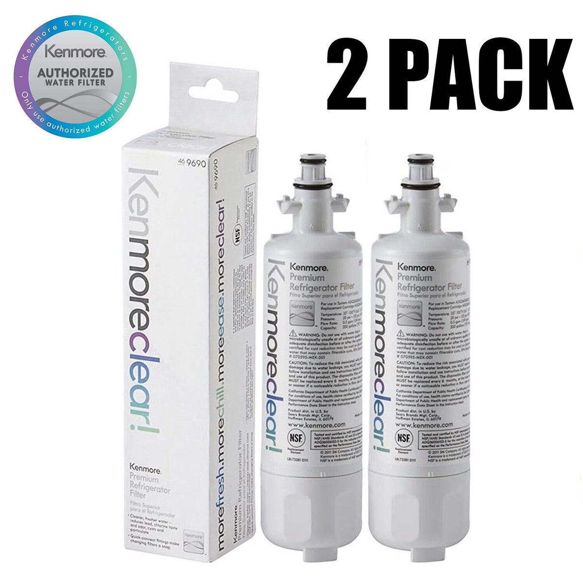2 Pack Refrigerator Water Filter T651425
