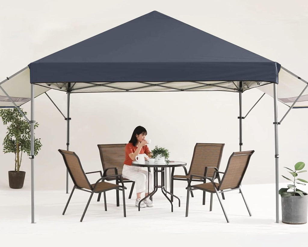 10x10 Pop-up Canopy Tent with Double Awnings Dark Gray B612