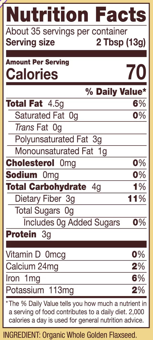 Organic Golden Flaxseed Meal, 16 oz (Pack of 3) V847