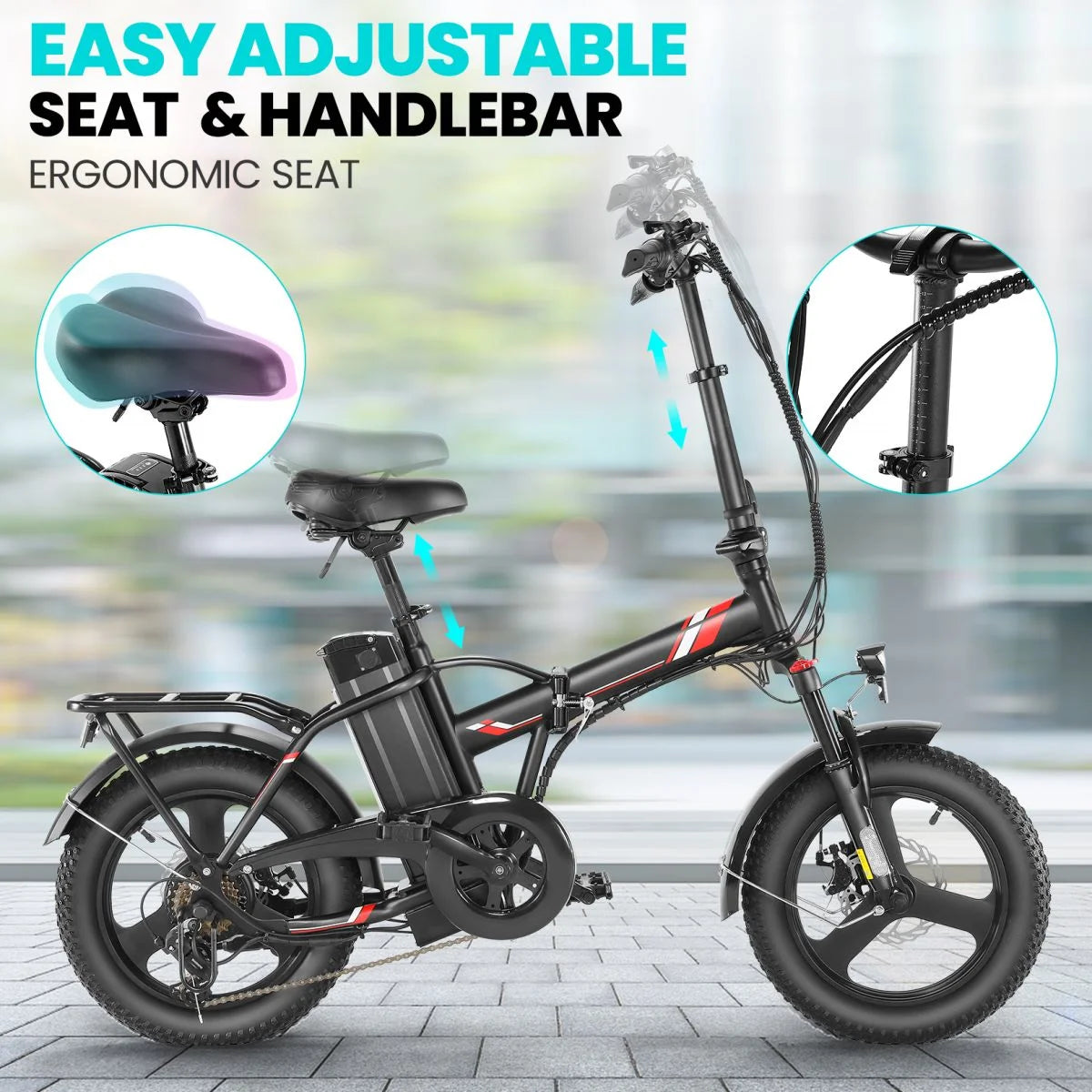 16" Fat Tire Folding Electric Bike 350W 48V I17899