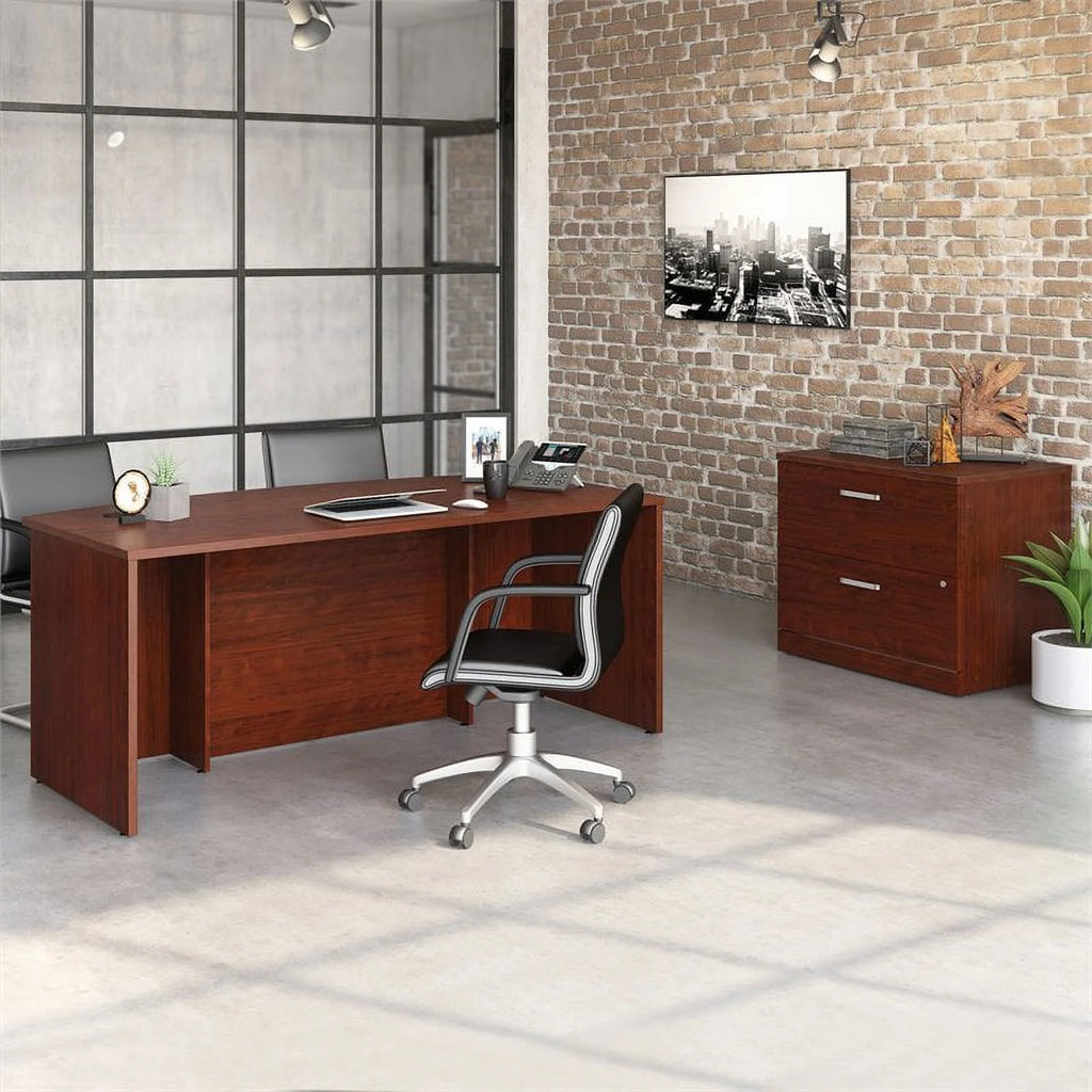 72" Bow Front Desk and Lateral File Cabinet F71333