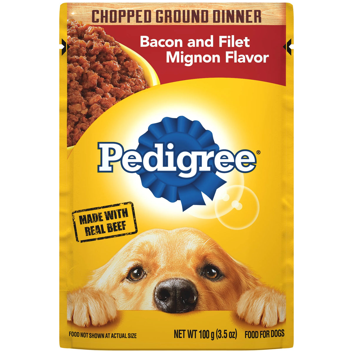 (16 pack) Adult Soft Wet Dog Food Bacon and Filet Mignon Flavor, 3.5 oz Pouch J371