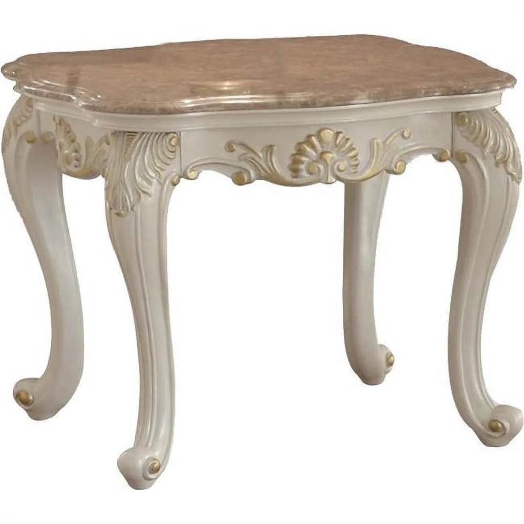Wooden End Table with Marble Top M6899