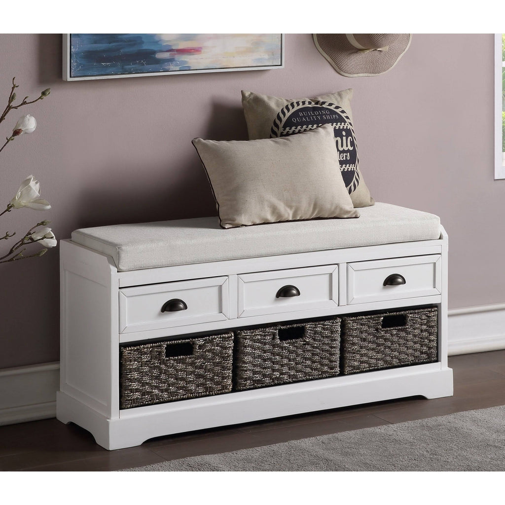 Black Storage Bench with 3 Drawers and 3 Baskets A213