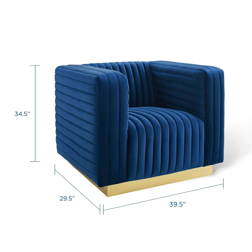 Navy Velvet Accent Armchair M167