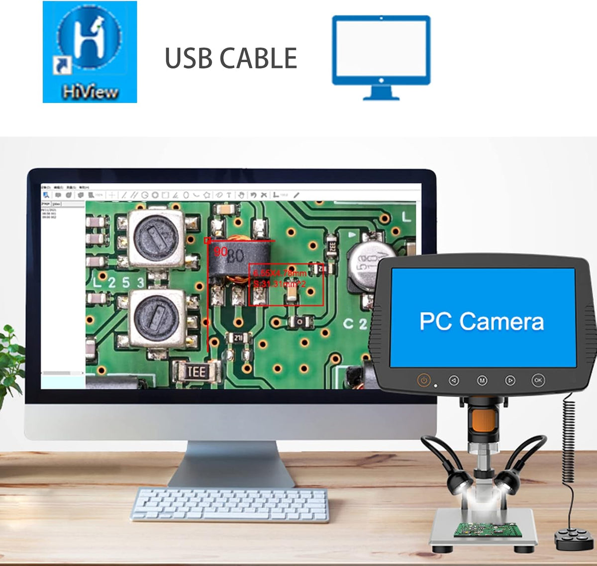 7 Digital Microscope 12MP 1080P Video with Metal Stand 2 LED Fill Lights 32G SD Card V84954