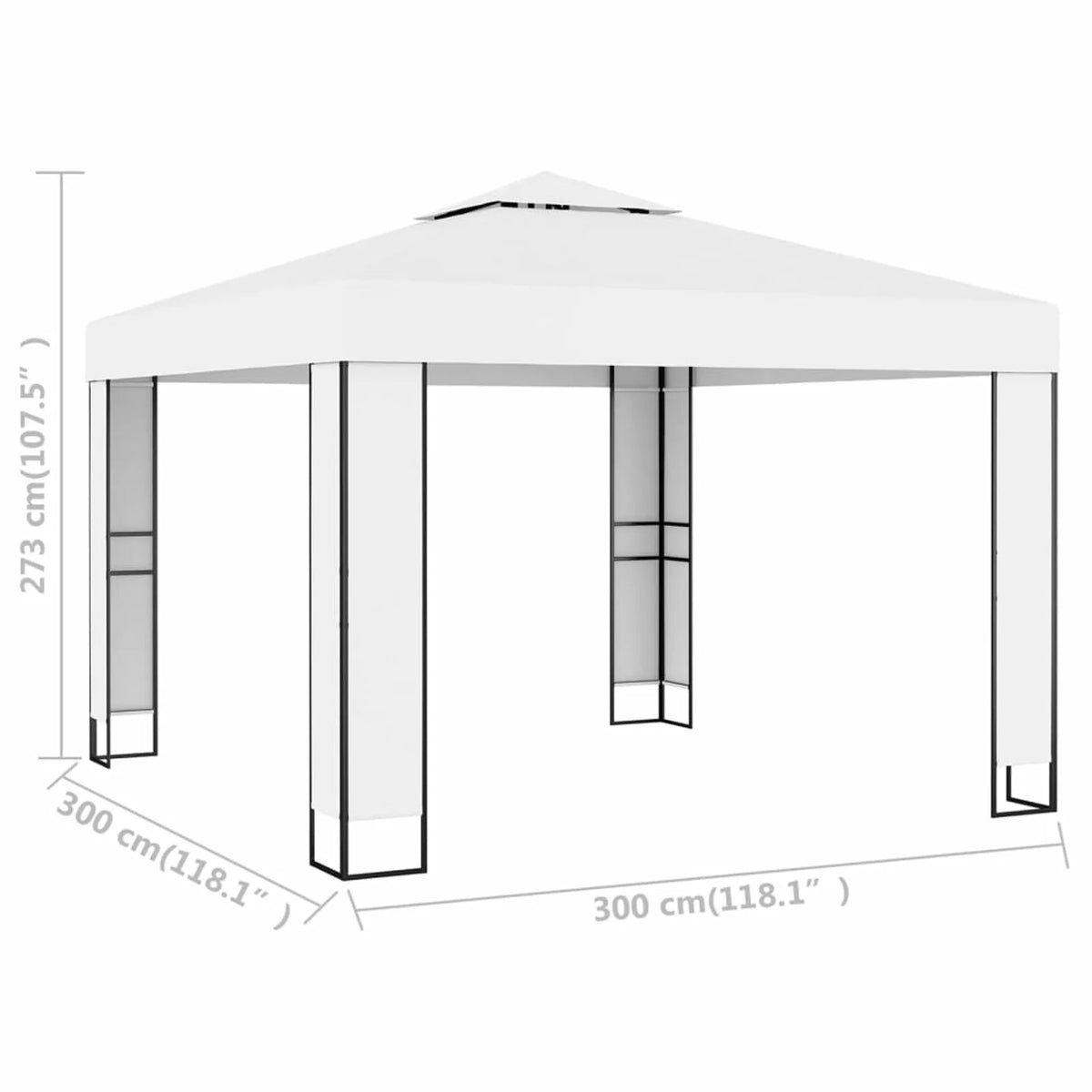 White Steel Frame Party Tent Gazebo Canopy 9.8ft x 9.8ft T3796