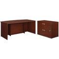 72" Bow Front Desk and Lateral File Cabinet F71333