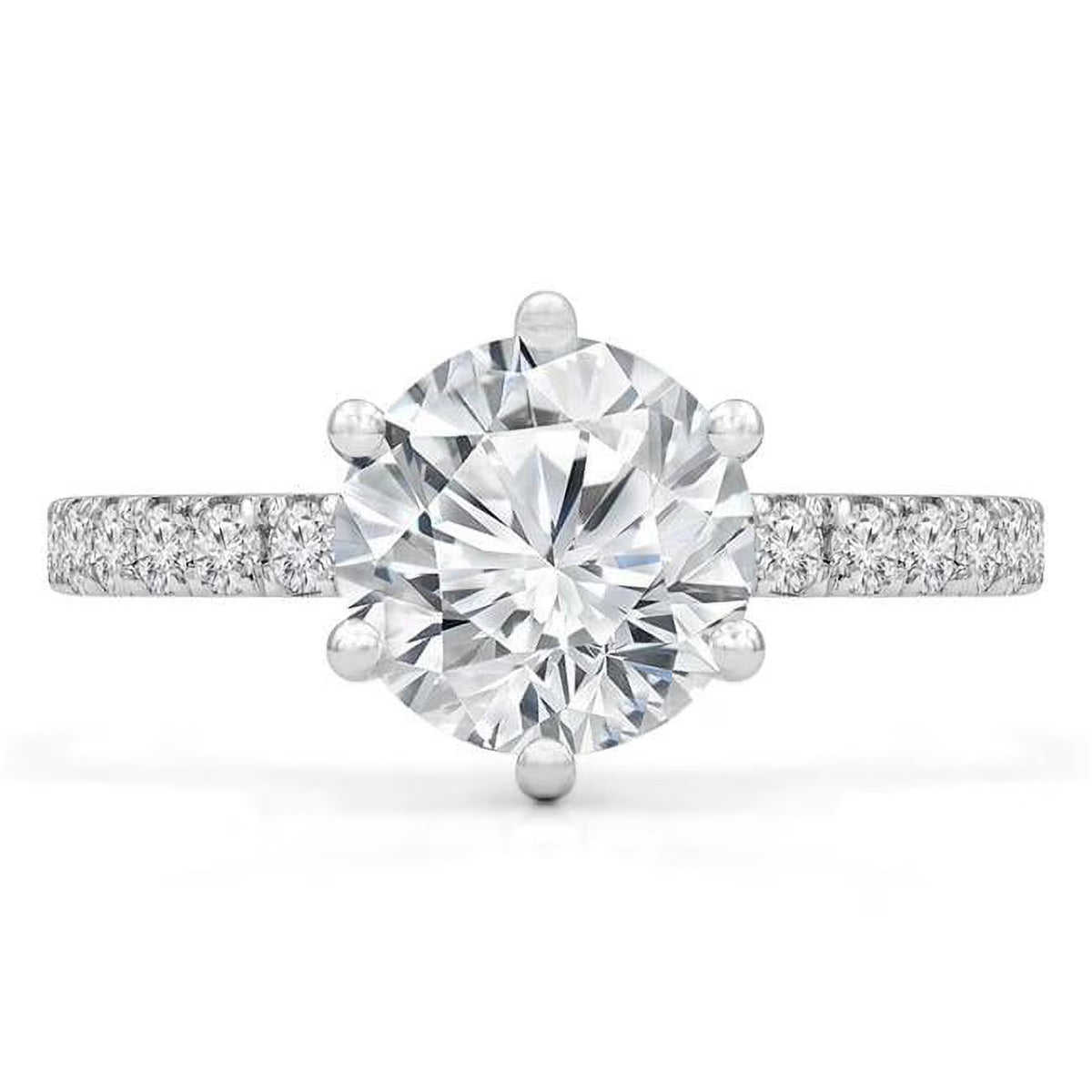0.9 CTW Round Diamond Solitaire Engagement Ring in 14K White Gold K145