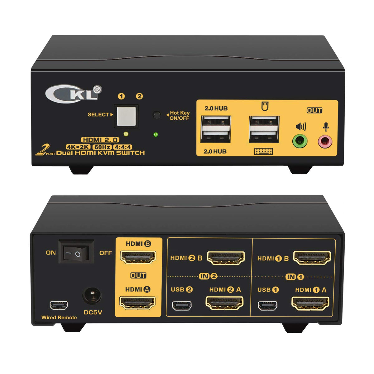 2 Port KVM Switch Dual Monitor HDMI 4K 60Hz with Cables Z5667