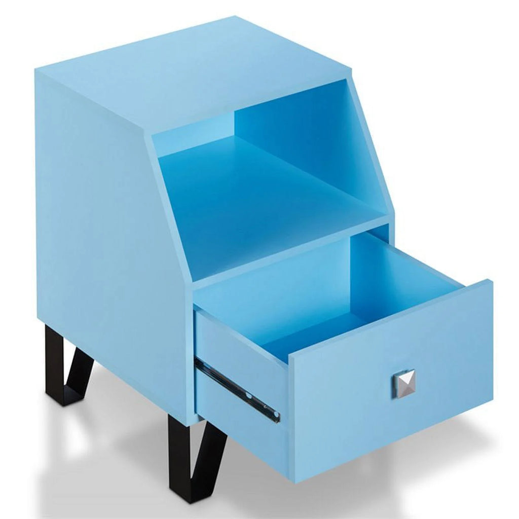 Light Blue Wood Storage End Table P589715