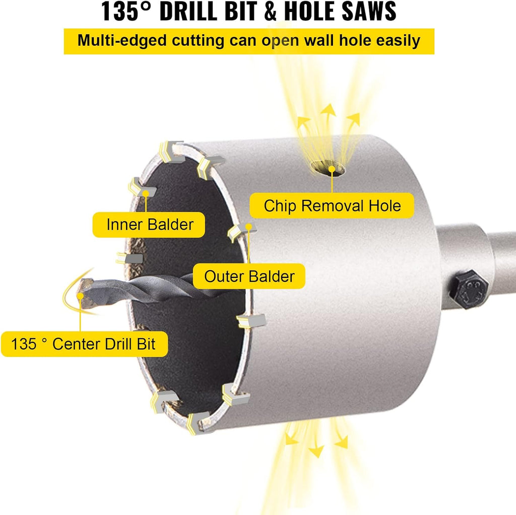 Concrete Hole Saw Kit, 3-15/16" Drill Bit Set, SDS Plus & SDS MAX Shank, Pack of 2 M34759