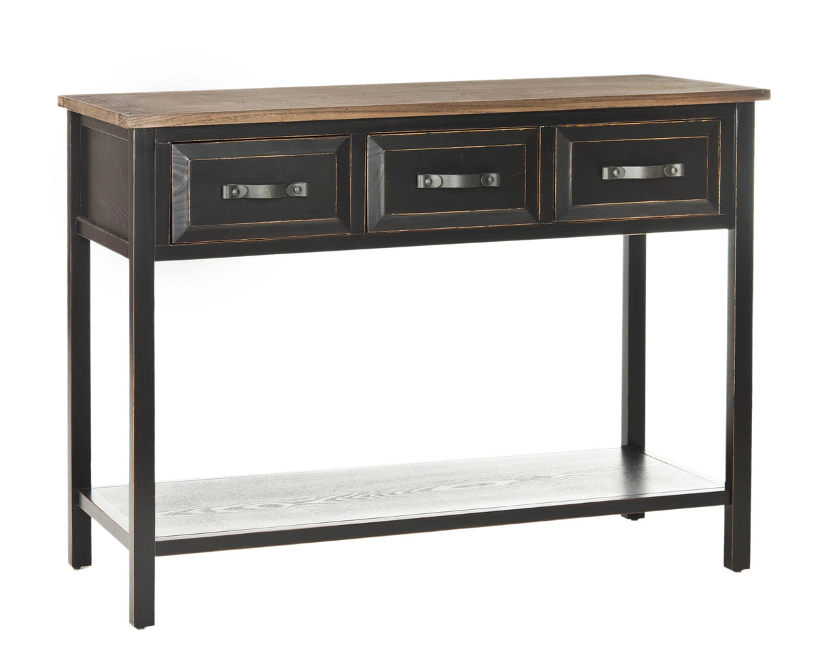 Black Oak 3 Drawer Console Table T6390