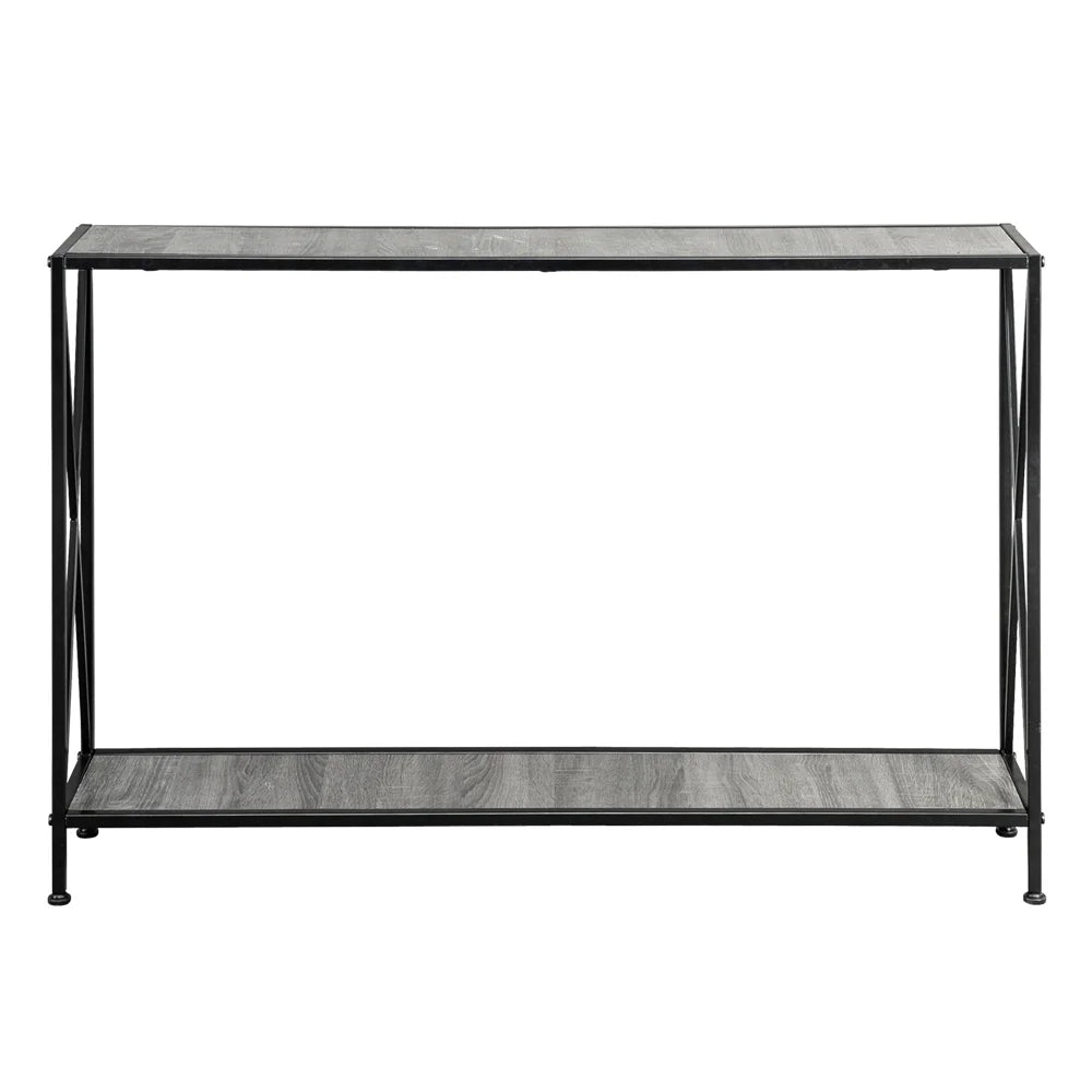 Gray 2-Tier Wood Console Table with Storage Shelf Z1653