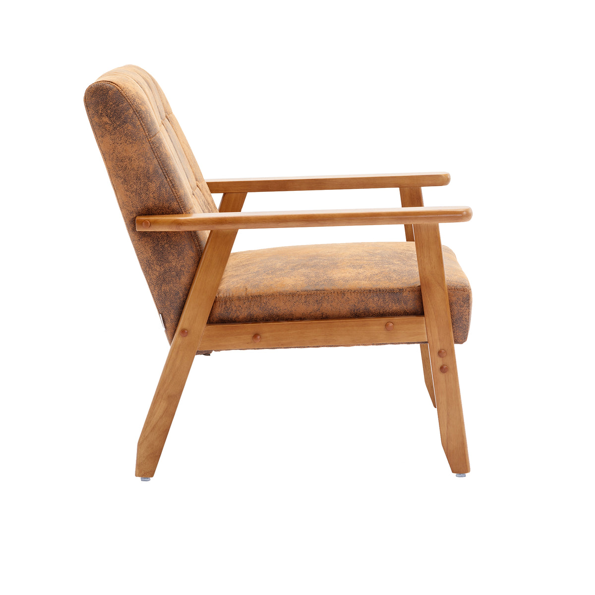 Accent Chairs Set of 2 with Side Table, Wood and Fabric Armchairs R1773