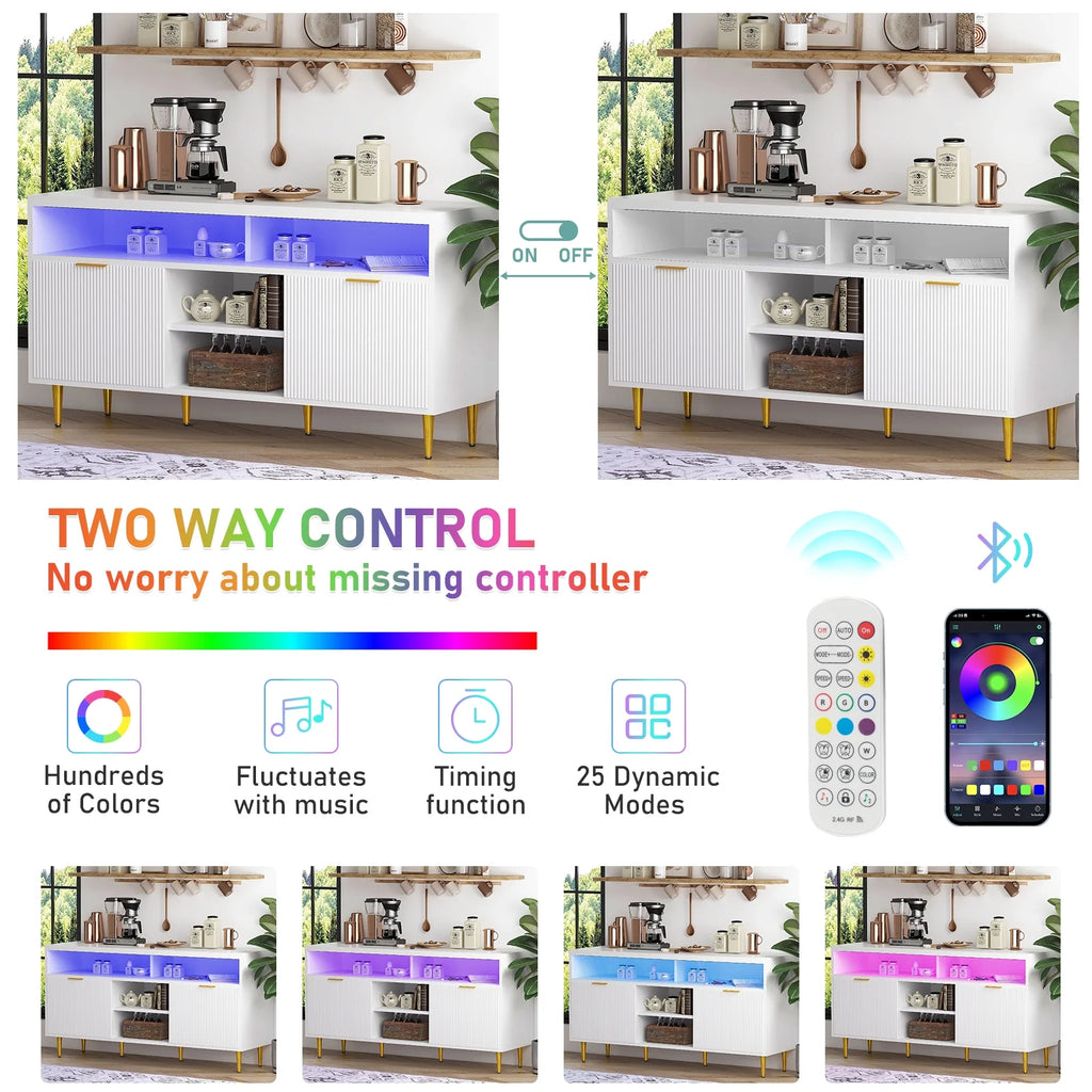 White Wood TV Stand for 55 60 65 inch TV U26105