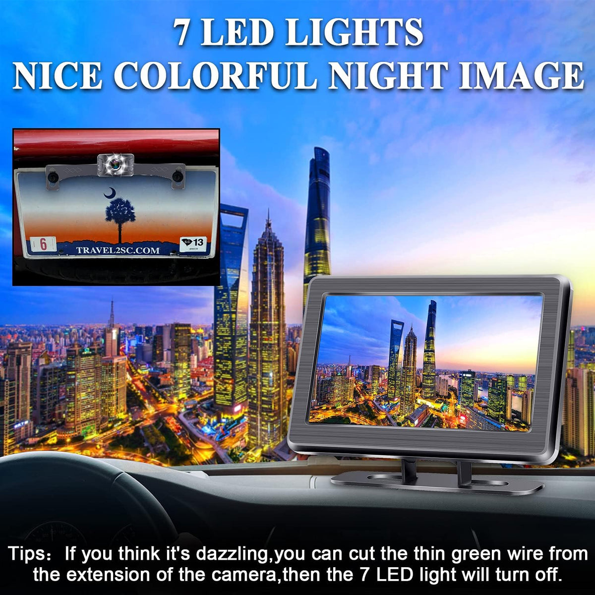 4.3 Inch HD 1080P Rear View Mirror Backup Camera System with 6 LED Lights O326