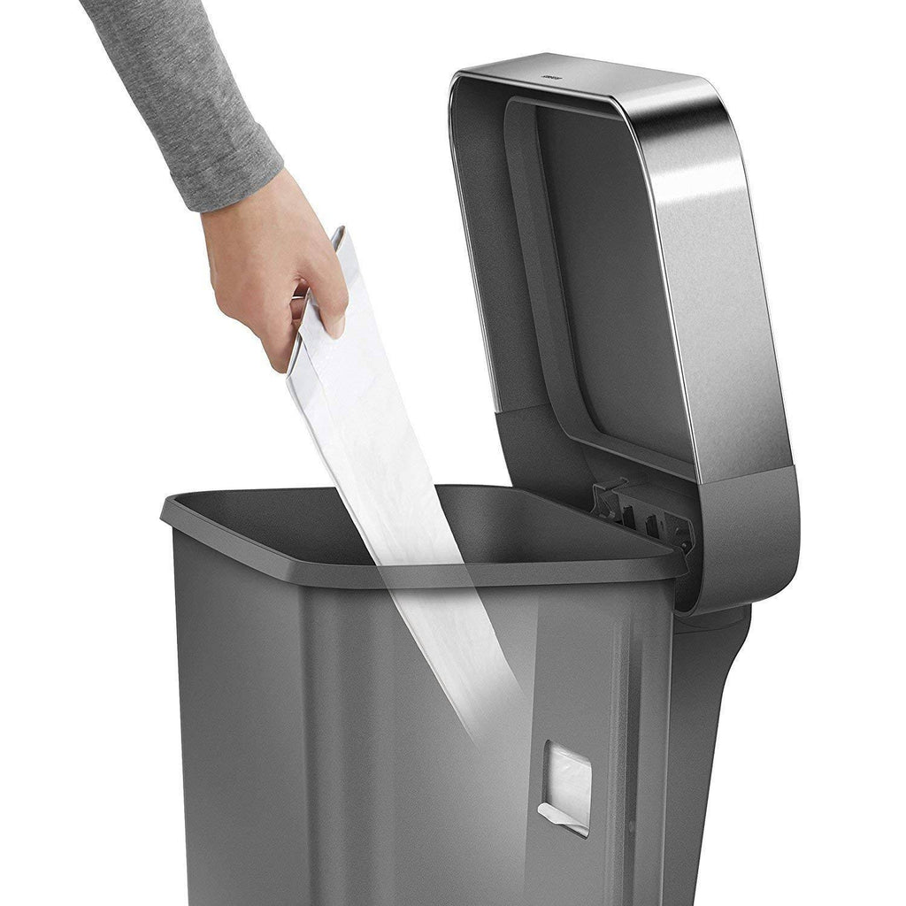 Gray 11.9 Gal Rectangular Plastic Steel Trash Can with Flip Lid and Foot Pedal Z227