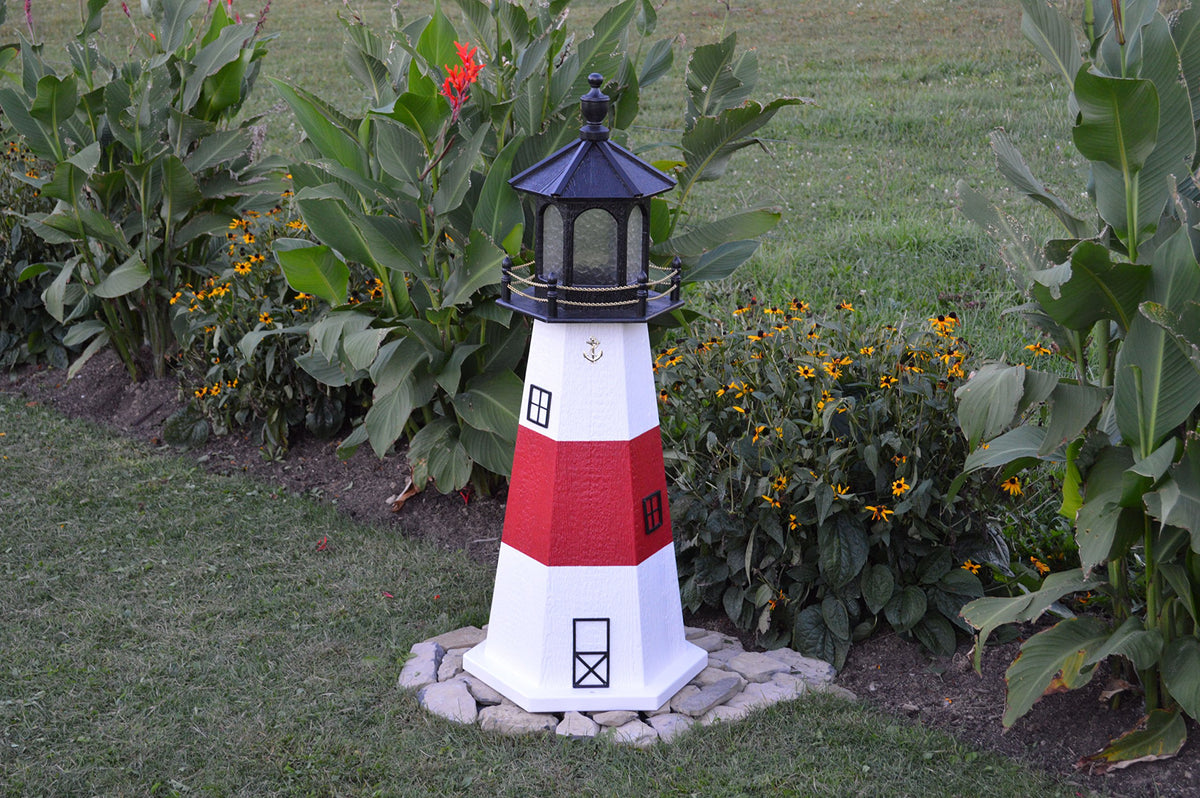 Amish-Made 39" Tall Solar-Powered LED Lighthouse R2599