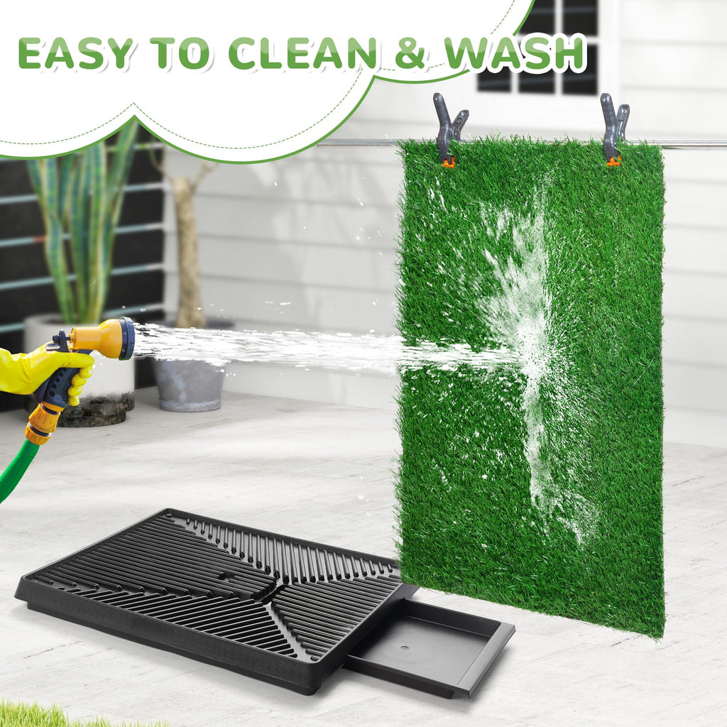 25"×20" Washable Dog Grass Pad with Tray M563
