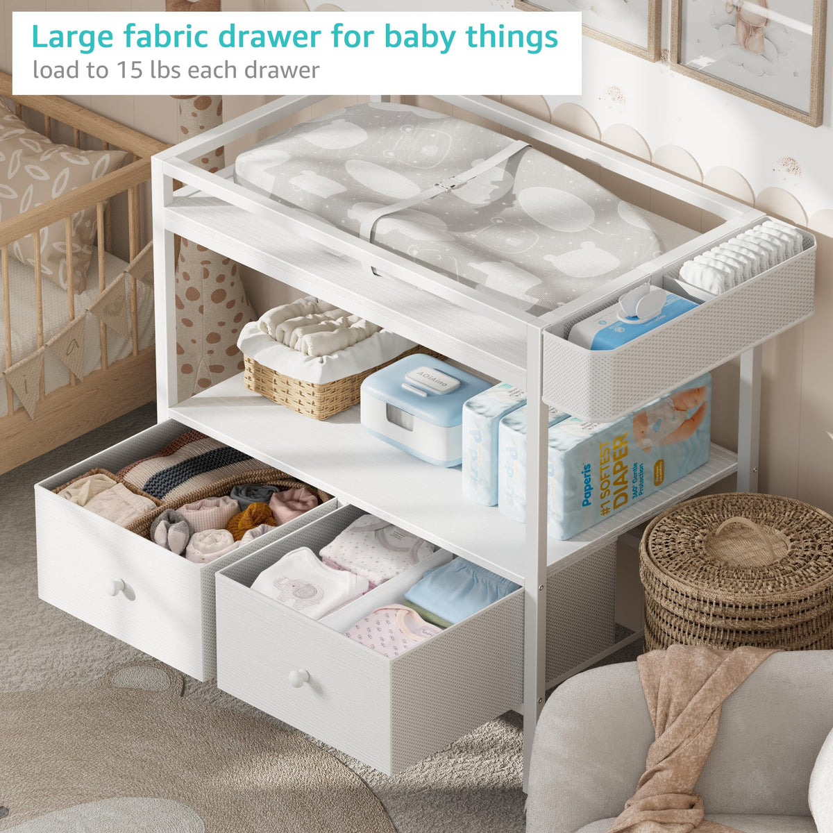 White Baby Changing Table with Storage O88196