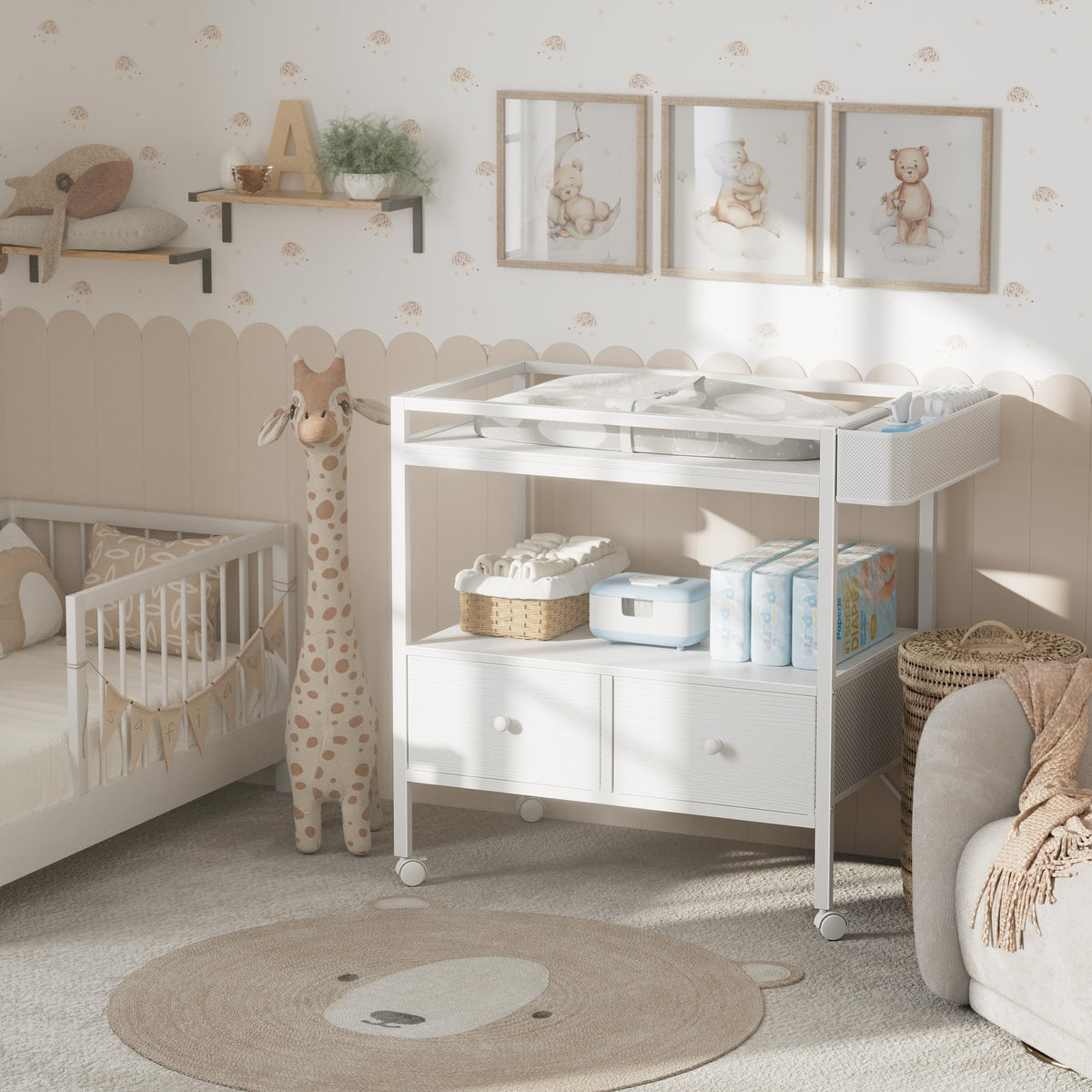 White Baby Changing Table with Storage O88196