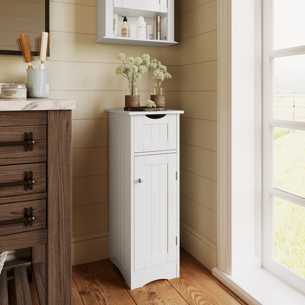 White Slim Cabinet with Drawer E26427