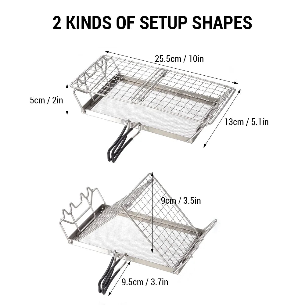 Stainless Steel Folding Camp Stove Toaster Rack V871