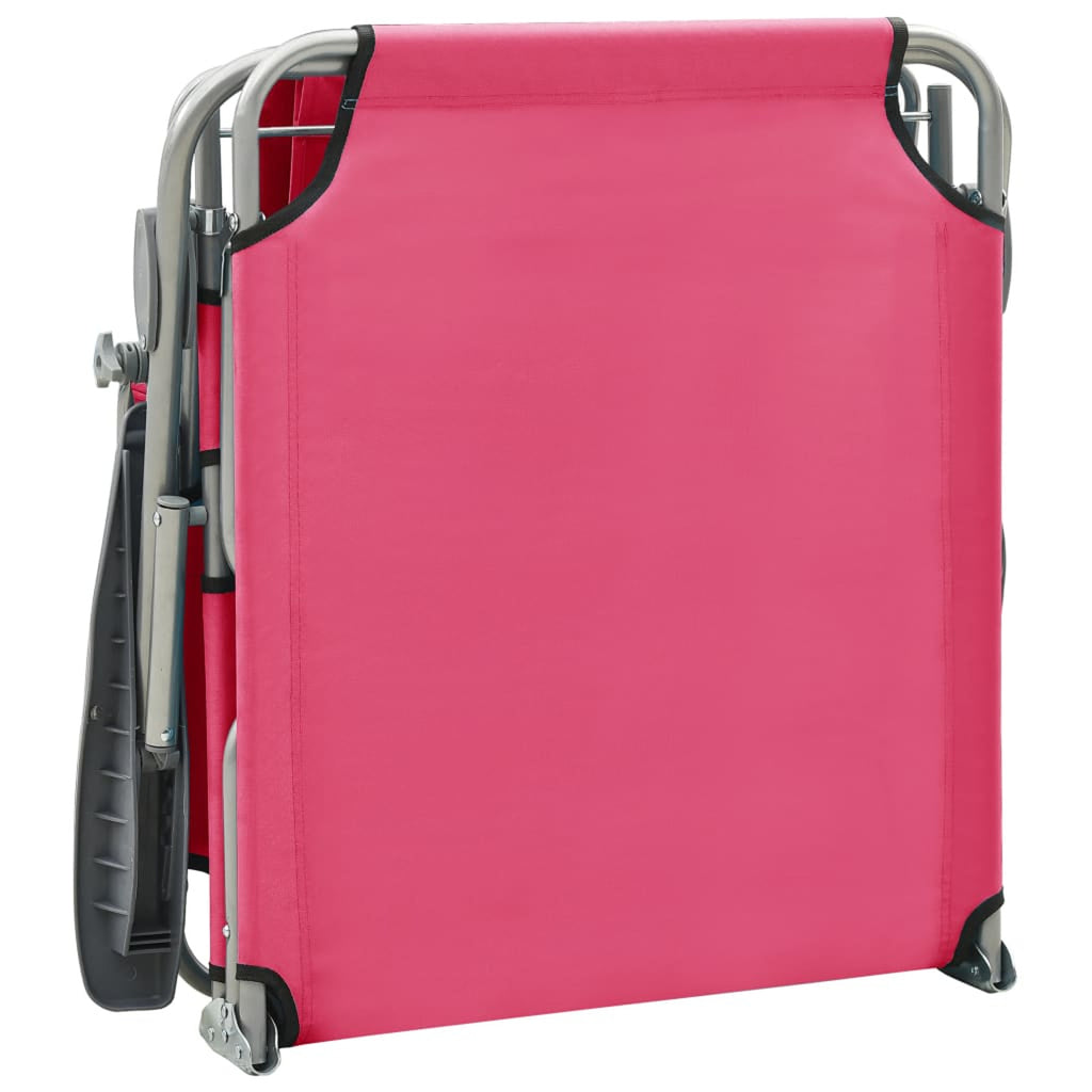 Pink Steel Sun Lounger with Canopy S847283