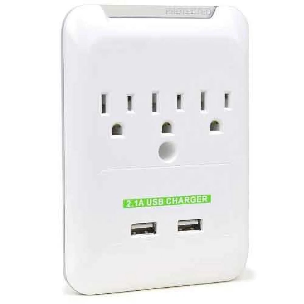 3-Outlet Wall Surge Protector with 2 USB Ports M21036