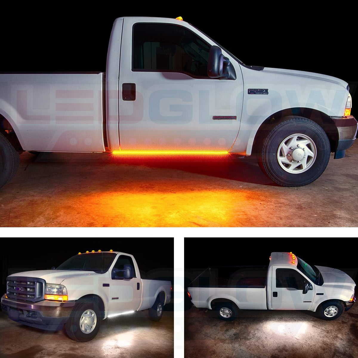 52 Truck LED Running Board Light Amber Side Marker Kit with White Courtesy Lights, Flexible Waterproof Strips Pack of 2 K461949