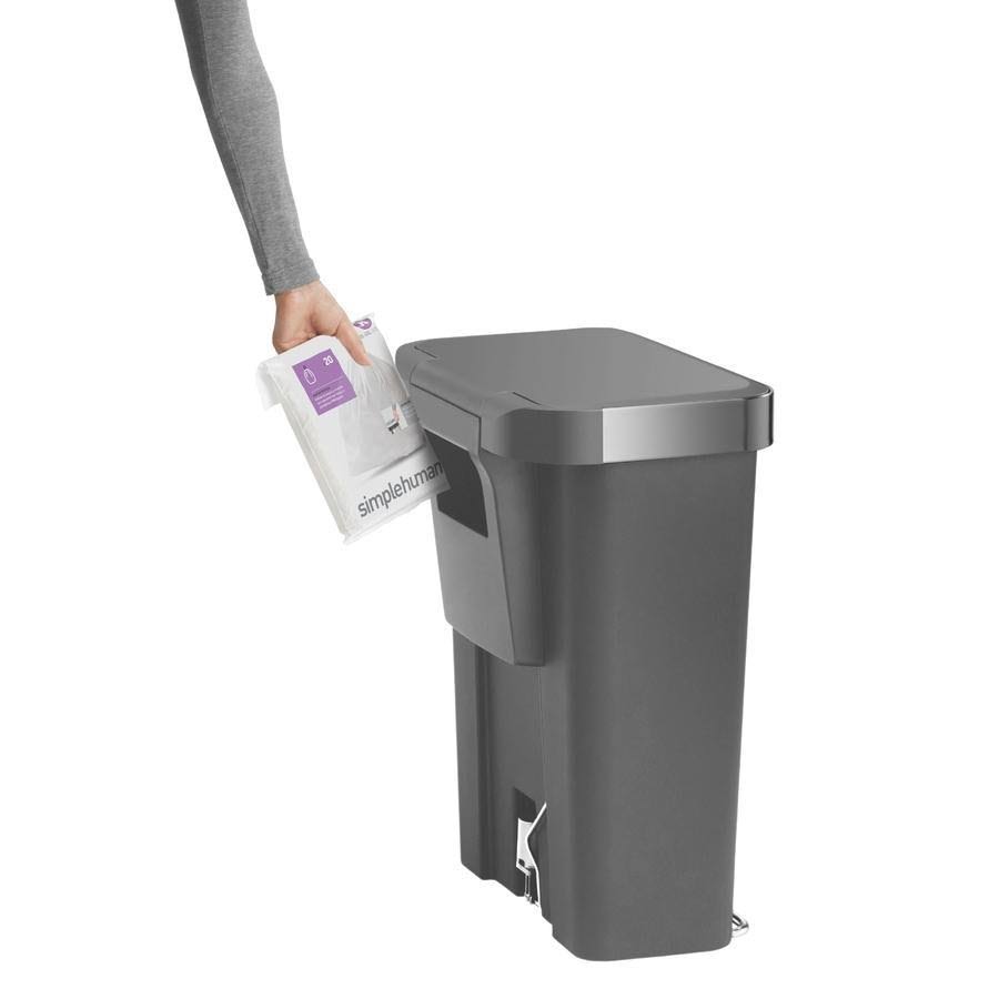 Gray 11.9 Gal Rectangular Plastic Steel Trash Can with Flip Lid and Foot Pedal Z227