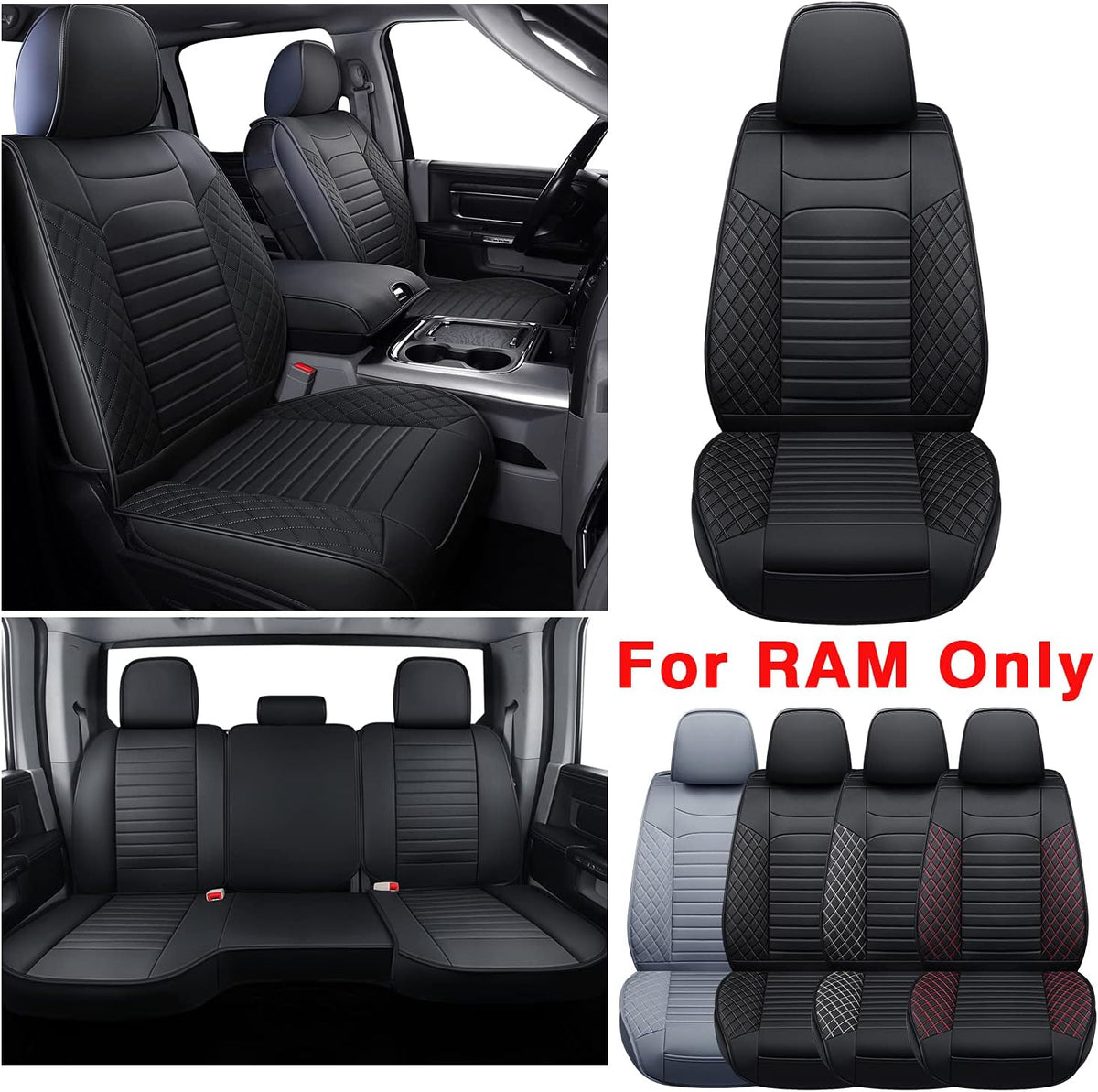 Black Waterproof Faux Leather Front Seat Covers A1526