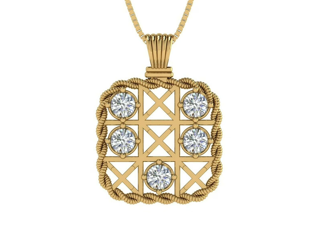 Yellow Gold Plated Sterling Silver Tic Tac Toe Necklace O679383
