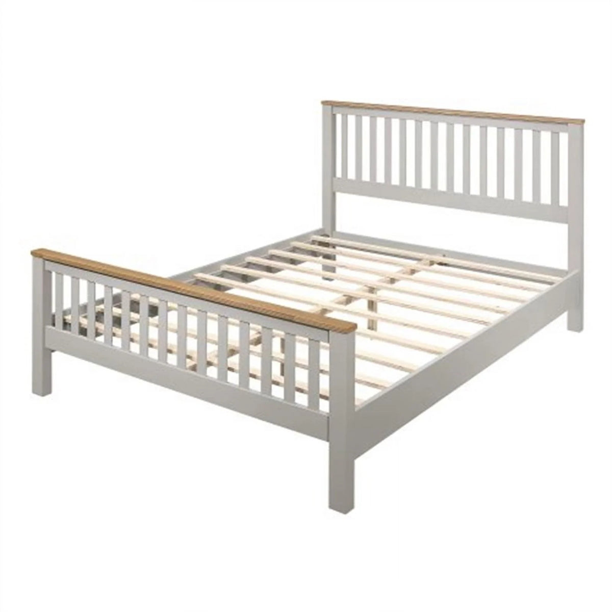 Gray Solid Platform Queen Bed with Oak Top R585406