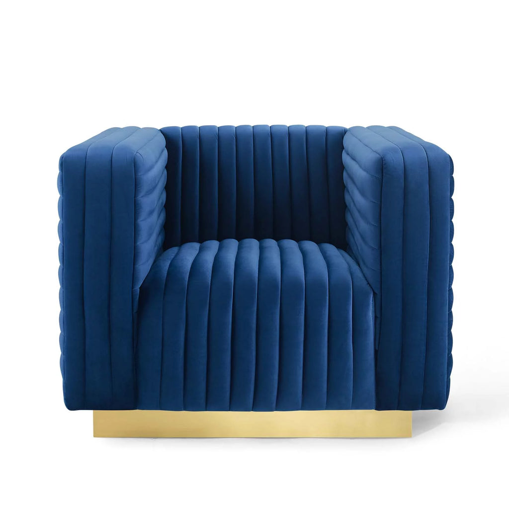 Navy Velvet Accent Armchair M167