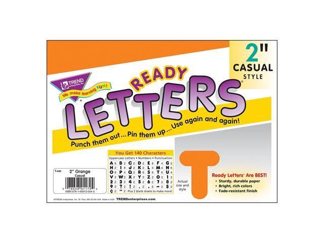 Orange 2x22 Casual Uppercase Ready Letters, 6 Packs S2535