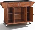 Solid Black Granite Top Kitchen Cart B707075