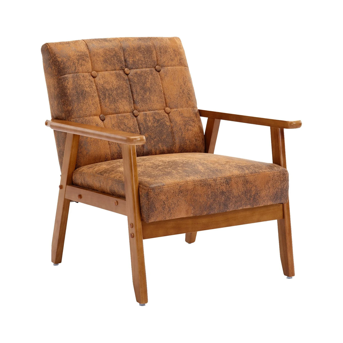 Accent Chairs Set of 2 with Side Table, Wood and Fabric Armchairs R1773