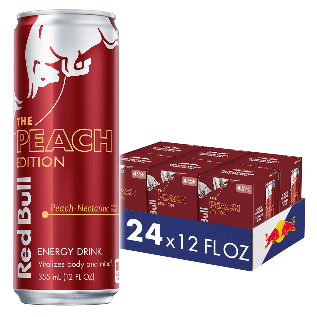 Peach Energy Drink, 12 fl oz, 6 Packs of 4 Cans B343120
