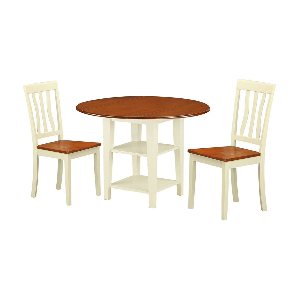 3-piece Dining Set with Wood Seat in Black/Cherry X43617