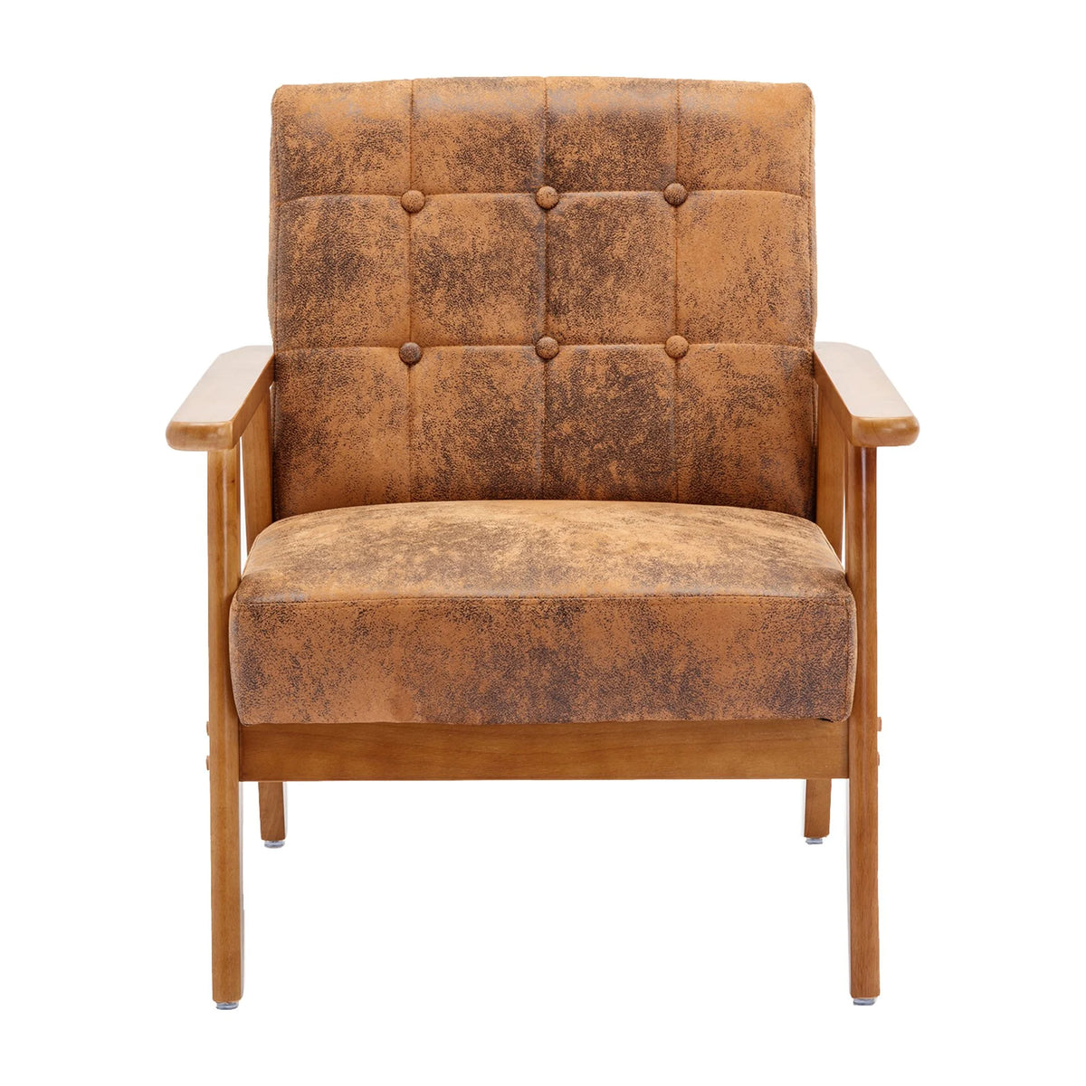 Accent Chairs Set of 2 with Side Table, Wood and Fabric Armchairs R1773