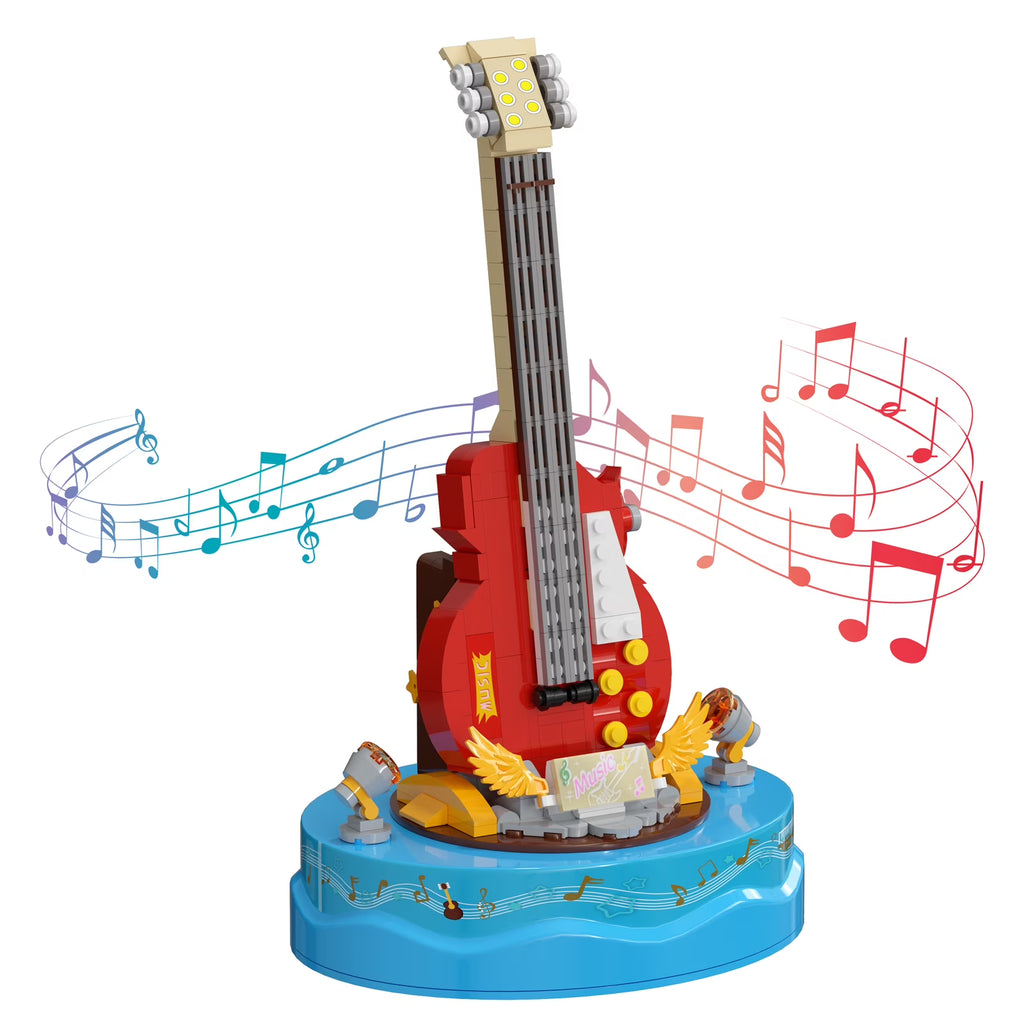 Guitar Model Building Set with Music Box Construction Creative Toys (308 Pcs) D580