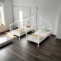 Twin Size Solid Wood Triangular House Bed with Guardrail and Desk I46843